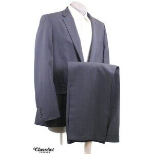 Haggar Men’s Tailored Fit 2 Piece Suit Blue Polyester 48L Flat Fronts 40" Waist